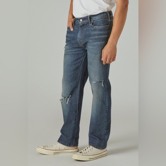 Lucky Brand Men’s 363 Vintage Straight Distressed Jeans in Blue Size 36 - Picture 4 of 11